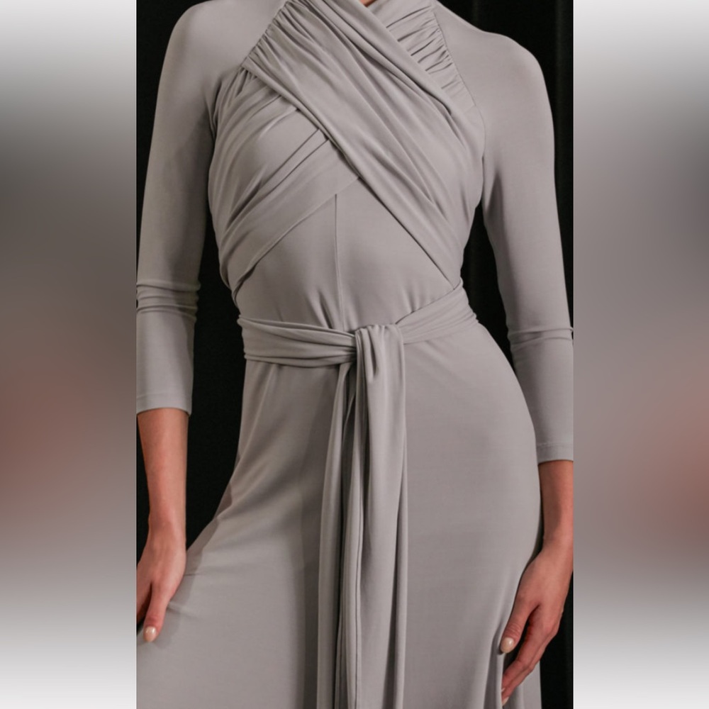 MM Lafleur Light Gray Maxi Dress with Wrap Detail